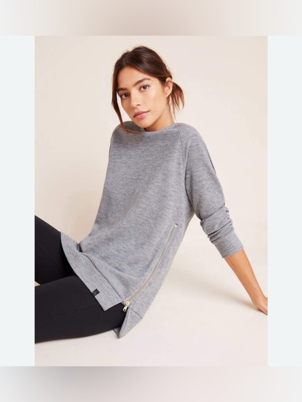 Varley Sierra Side Zip Sweater in Gray